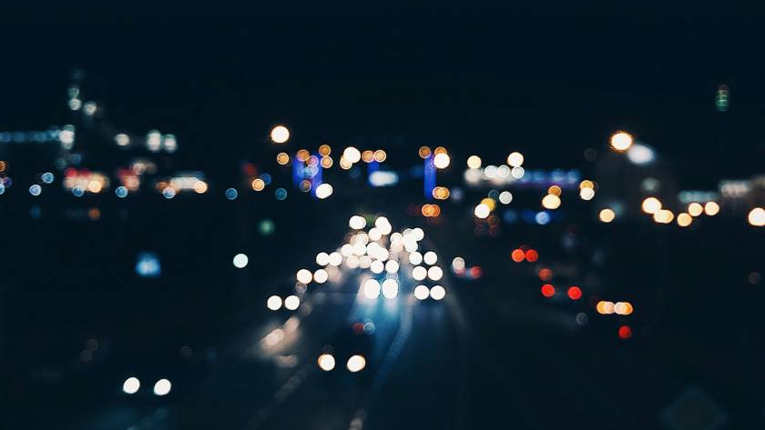 Traffic. Night lights. Street